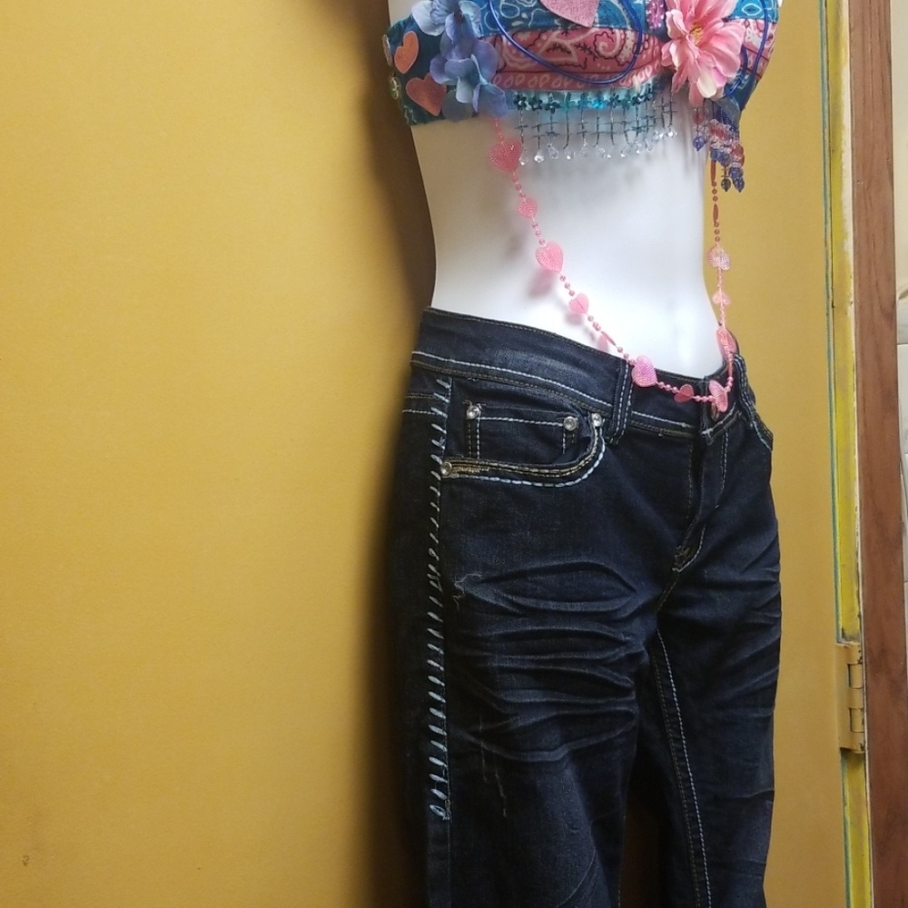 Rhinestone Blue Jeans - Picture 4 of 8